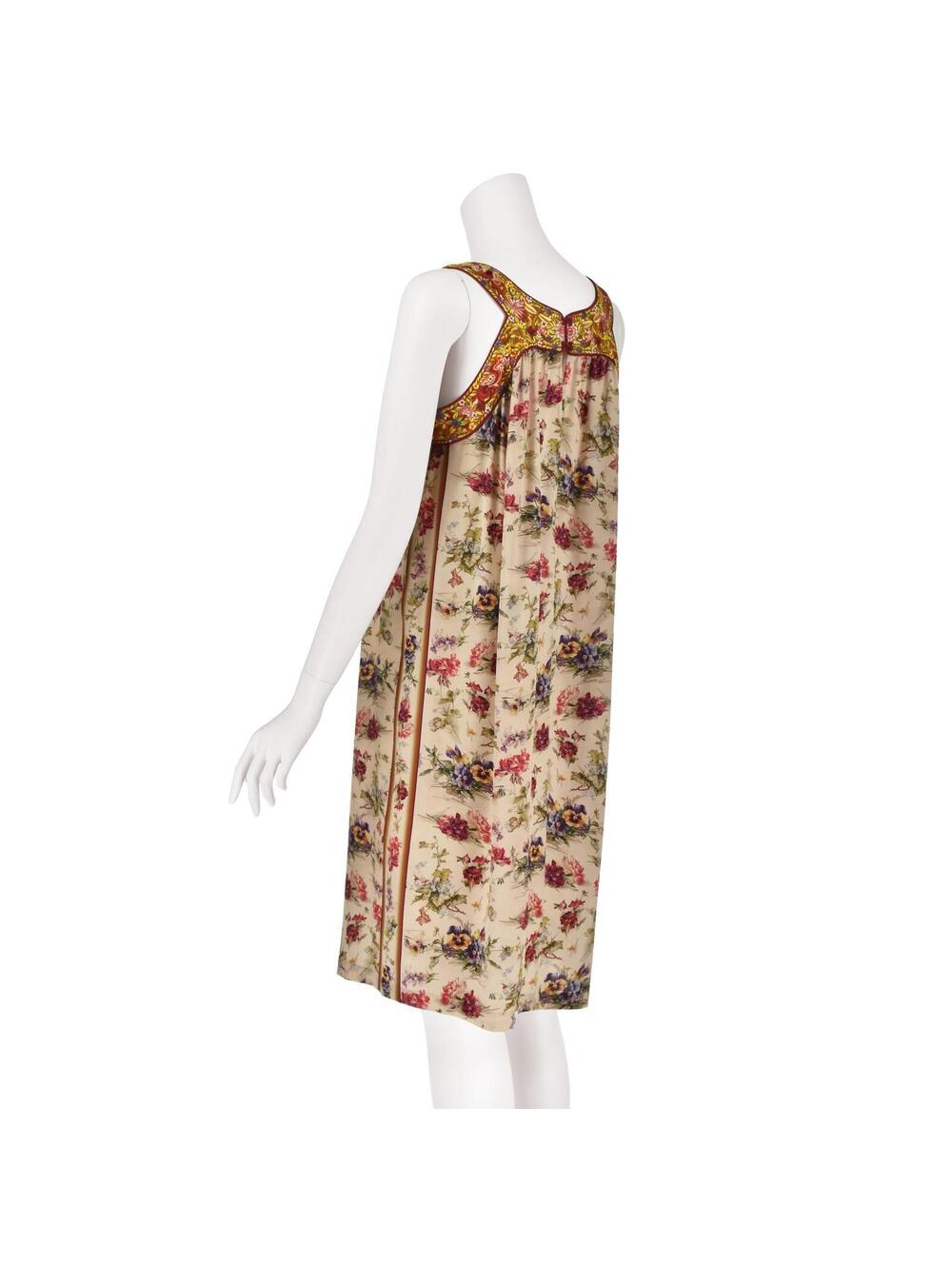 Vintage Jean Paul Gaultier Floral Silk Midi Dress with Embroidered Yoke SZM - Picture 5 of 9